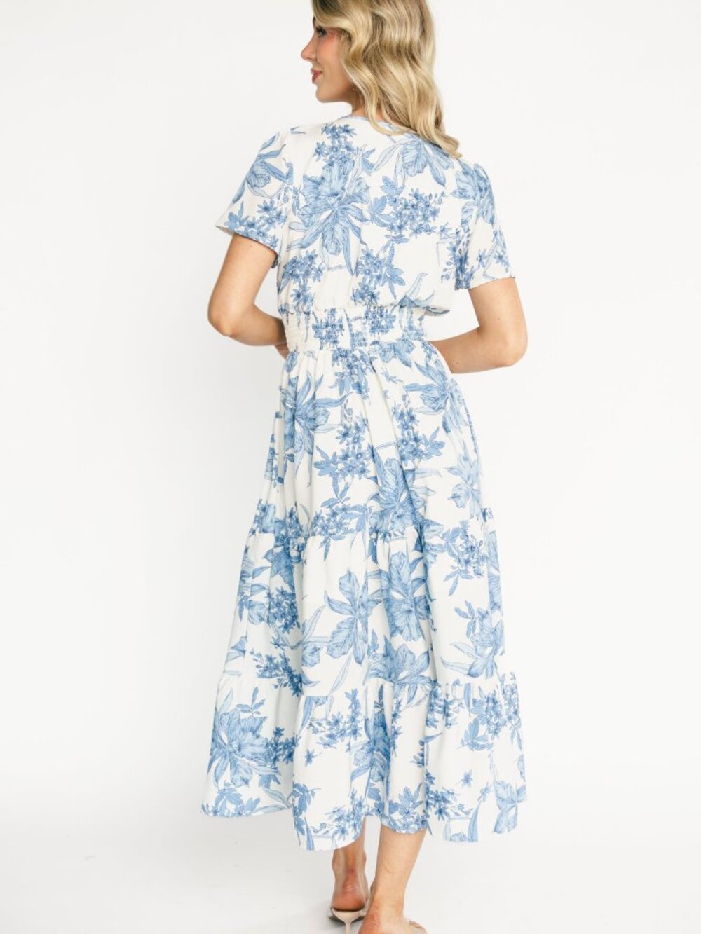 Baltic Born Holland Dress | Off White + Blue Size LL - Picture 4 of 5
